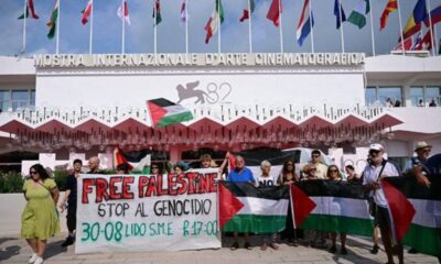 "لافتة غزة تثير الجدل في مهرجان فينيسيا السينمائي"