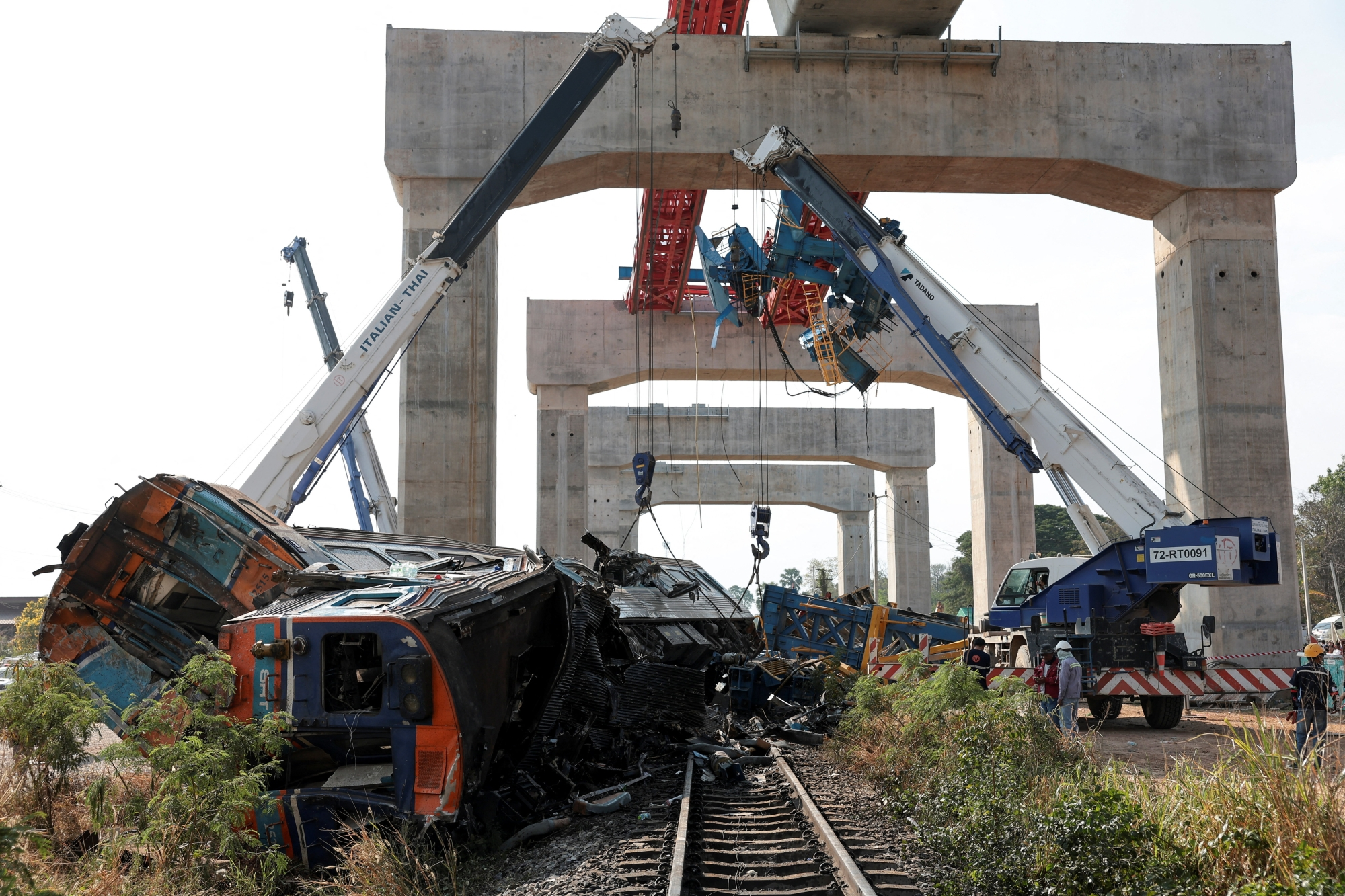 Thailand train accident: 19 killed in horrific construction crane collapse